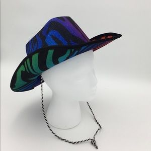 Rainbow Zebra felted Cowboy Hat